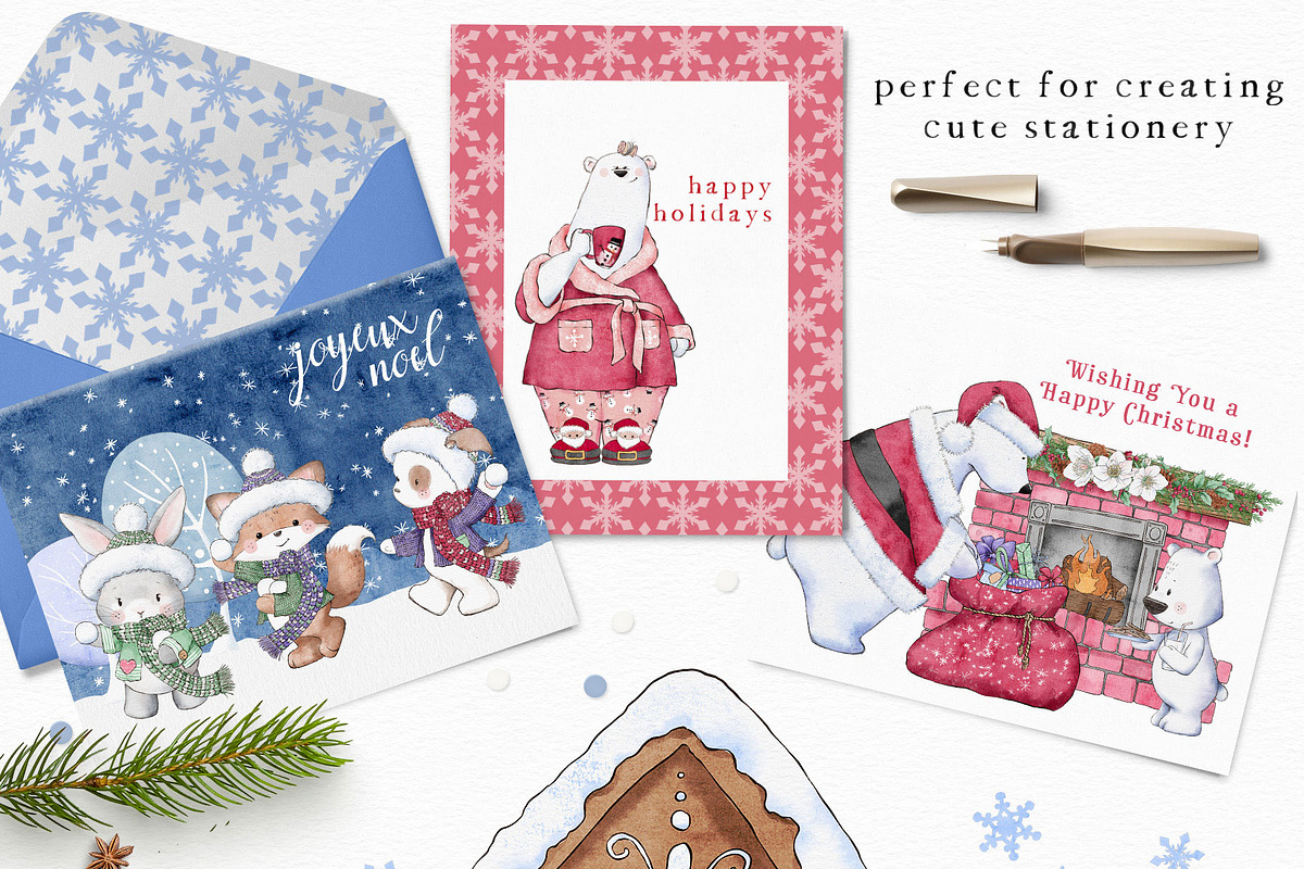 Cute Christmas Characters, a Seasonal Illustration by Pretty Little Lines (Photo 5 of 16)
