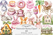 Watercolor Bunny Clipart, a Seasonal Illustration by Design Market (Thumbnail 1 of 5)