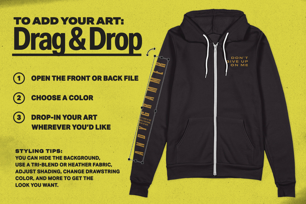 Zip-Up Hoodie Merch Mockup, a Merchandise Mockup by Brent Galloway (Photo 2 of 5)