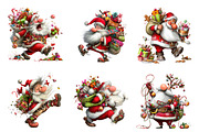 Quirky Busy Santa Clipart, an Illustration by CreationArt (Thumbnail 2 of 5)