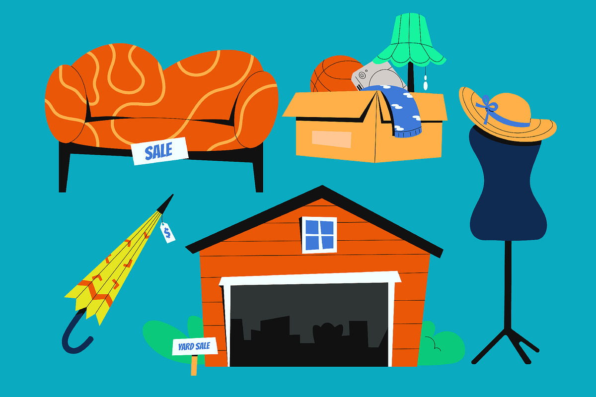 Yard Sale Asset Illustration, an Object Illustration by graphicook