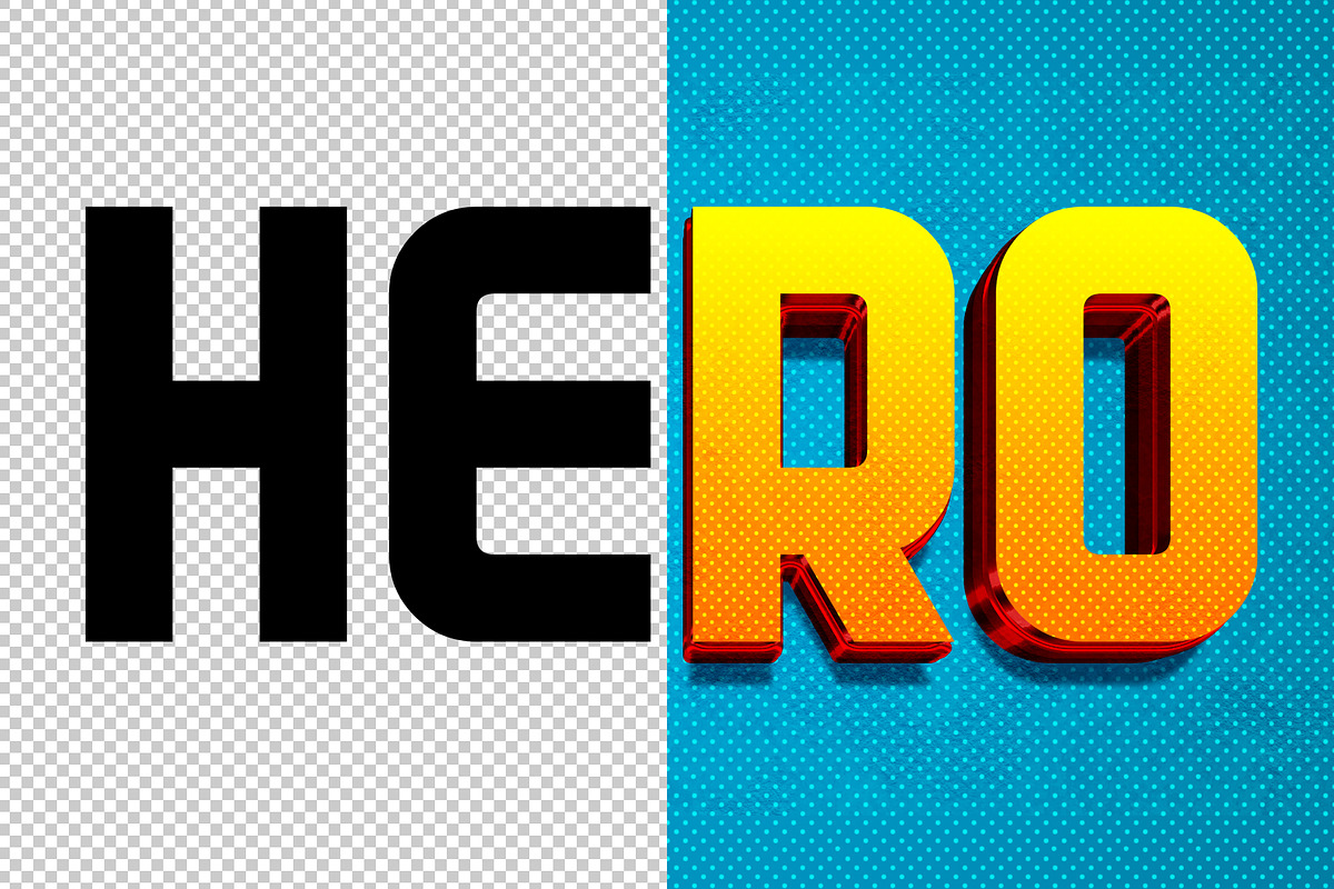 Hero 3D editable text effect, a Layer Style Add-On by Hello Muh (Photo 2 of 2)