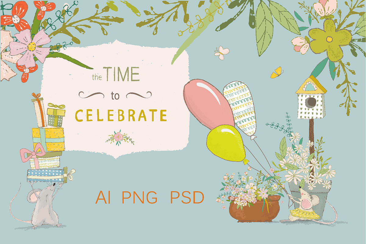 It's a time to celebrate, an Animal Illustration by tinybunnyshop (Photo 1 of 6)