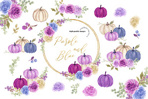 Purple & Blue Pumpkin Clipart