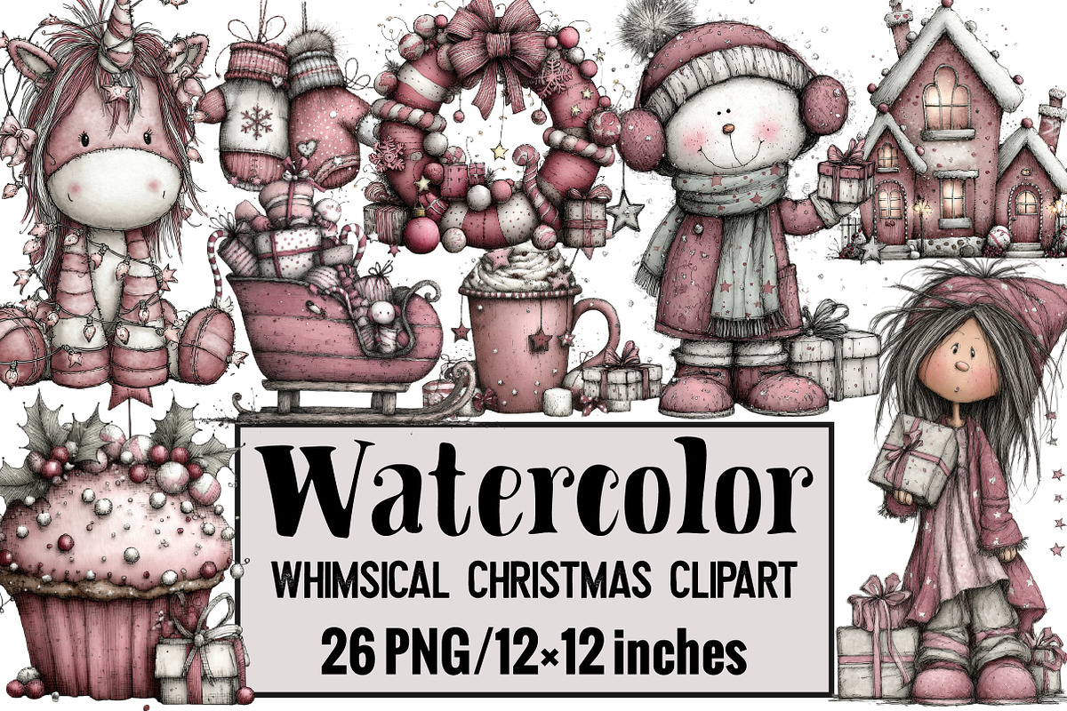 Whimsical Christmas Clipart, an Illustration by Design Market (Photo 1 of 3)