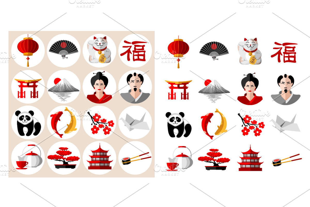 Japan icons set preview 2