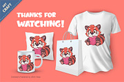 Cartoon Red Panda with Heart., an Animal Illustration by KENO Mascots (Thumbnail 3 of 3)