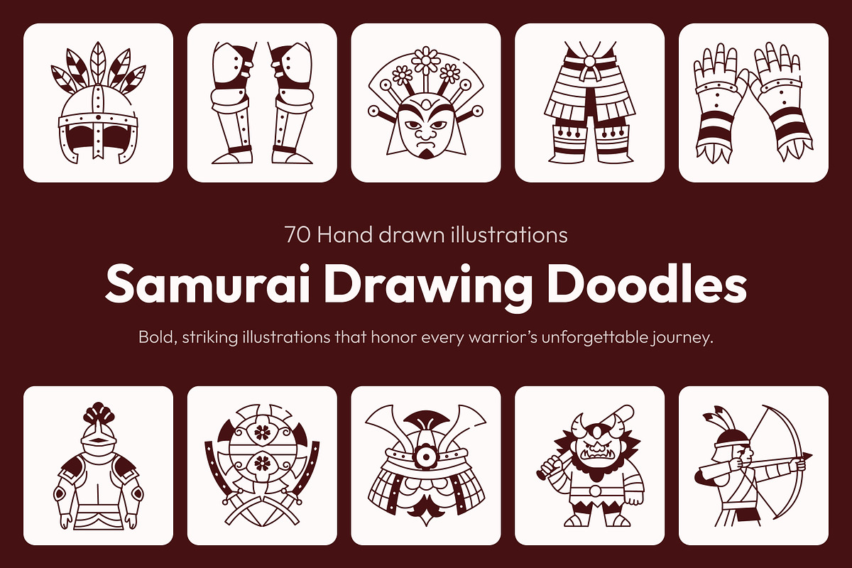 Samurai Drawing Art Set, a Person Illustration by Vectors Market (Photo 1 of 8)
