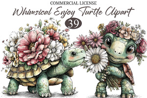 Whimsical Enjoy Turtle Clipart, a Seasonal Illustration by designcity5