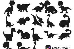 Dinosaur Outline Silhouette Set 4