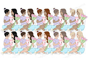 Mother's Day Pastel Girls Clipart, a Person Illustration by GlamArtZhanna (Thumbnail 2 of 5)