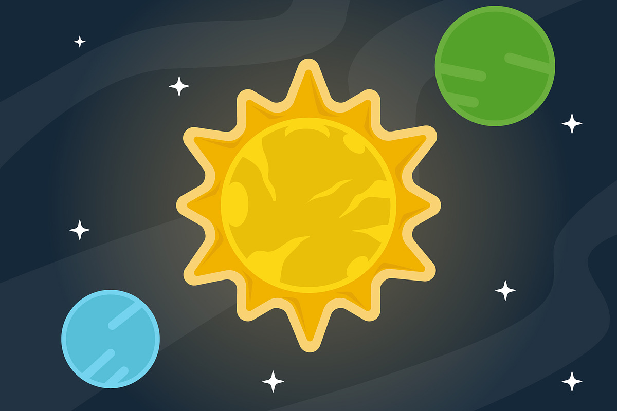 sun around planet vector design, an Object Illustration by zyxroun shop