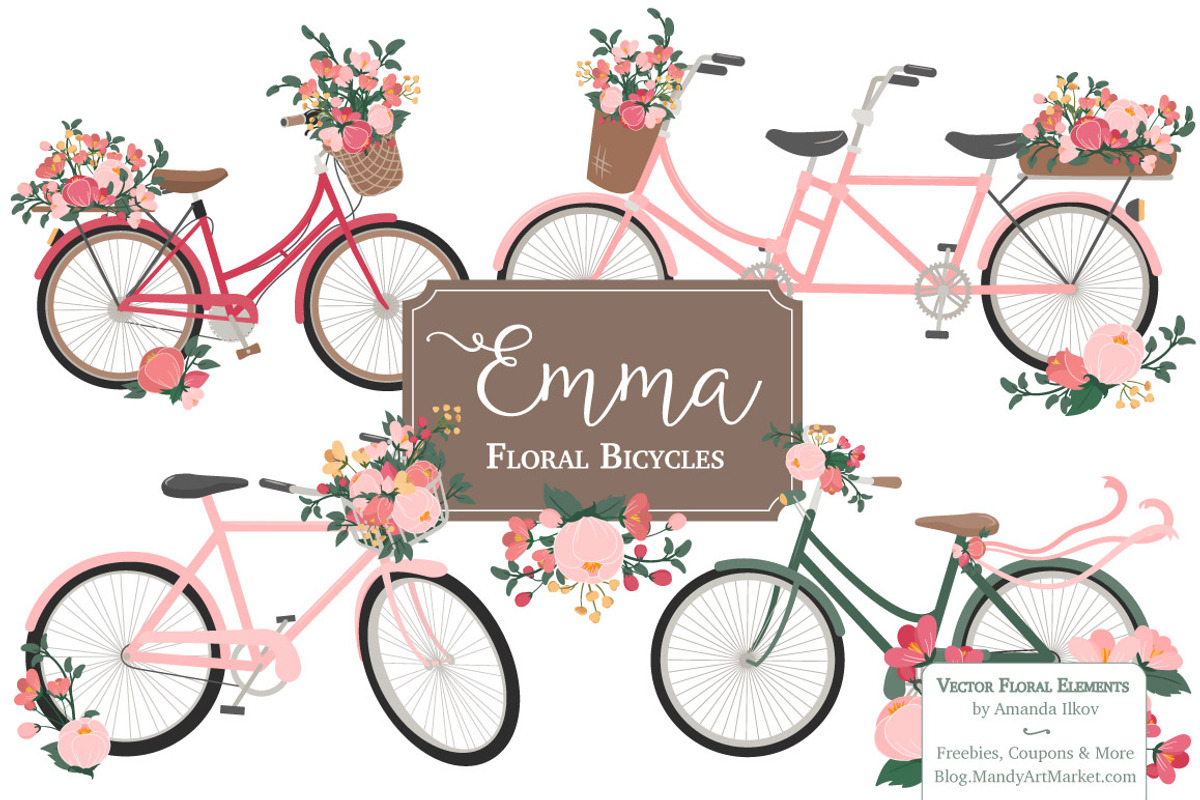 Rose Bicycles Clipart & Vectors, an Illustration by Amanda Ilkov (Photo 1 of 5)