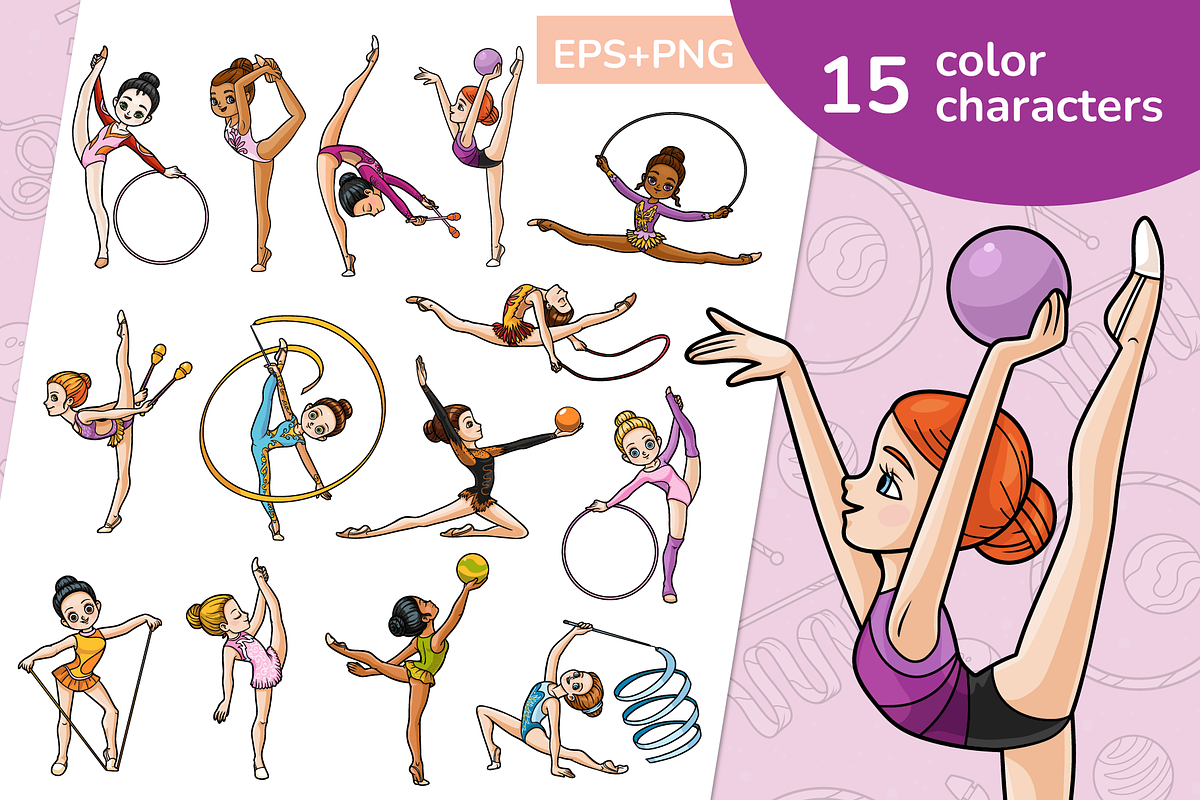 Rhythmic gymnastics characters set, a Sport Illustration by Ksenya Savva (Photo 7 of 10)