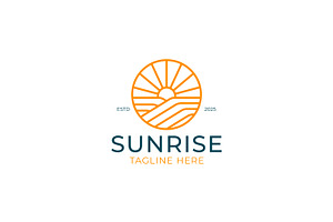 Sunrise Dawn Logo Badge Linear, a Branding & Logo Template by Signatoro