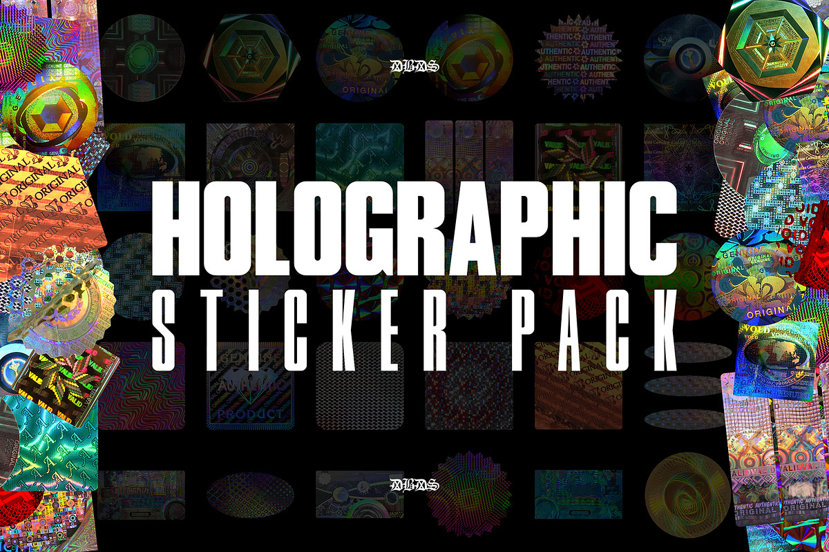 Holographic Sticker Pack, a Texture Graphic by dbdslondon (Photo 1 of 7)