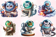 Watercolor Astronaut Cats Clipart, a Seasonal Illustration by Craft Nest (Thumbnail 4 of 5)