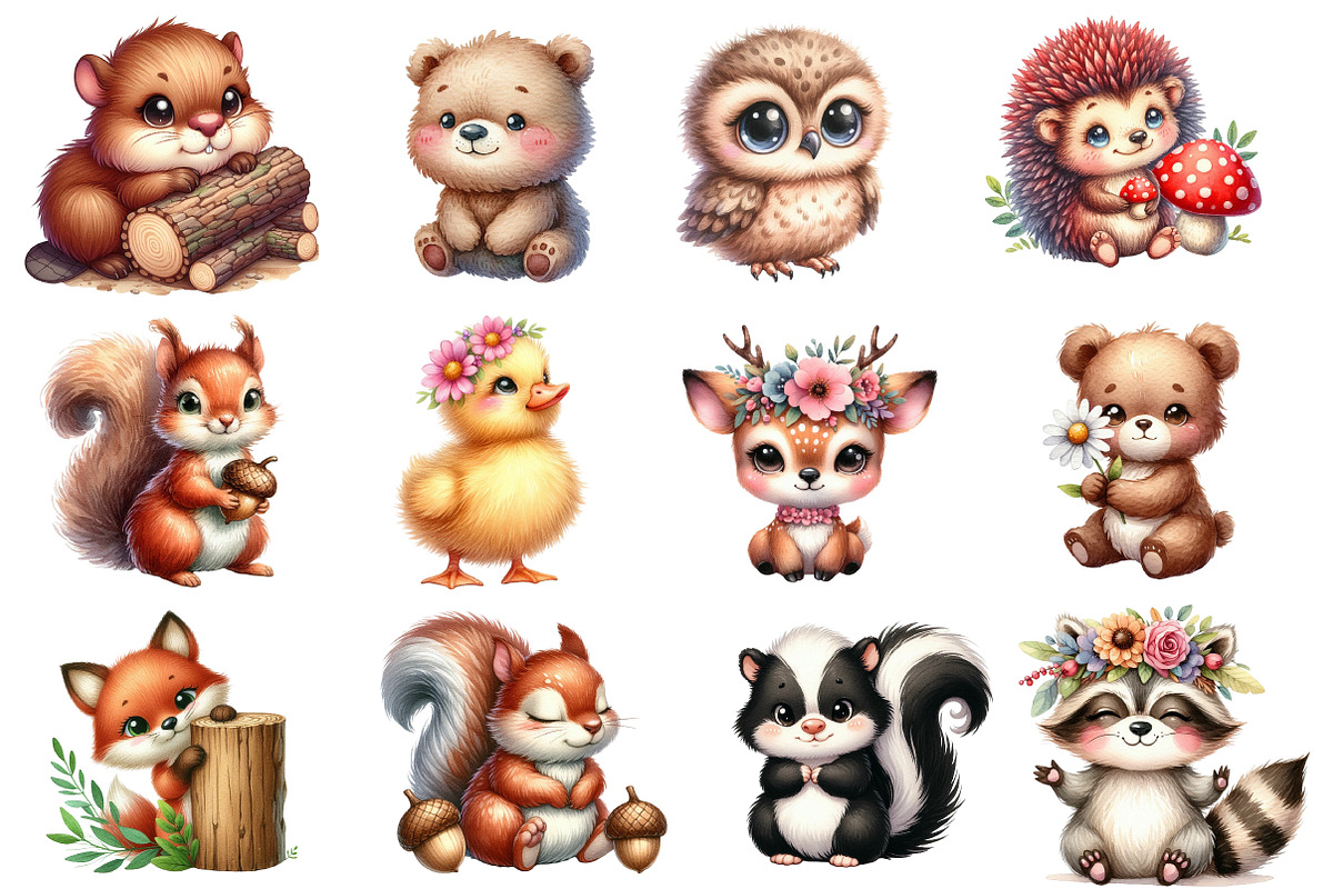 Woodland  Cute Little Animal Clipart, an Illustration by Designworld (Photo 3 of 6)