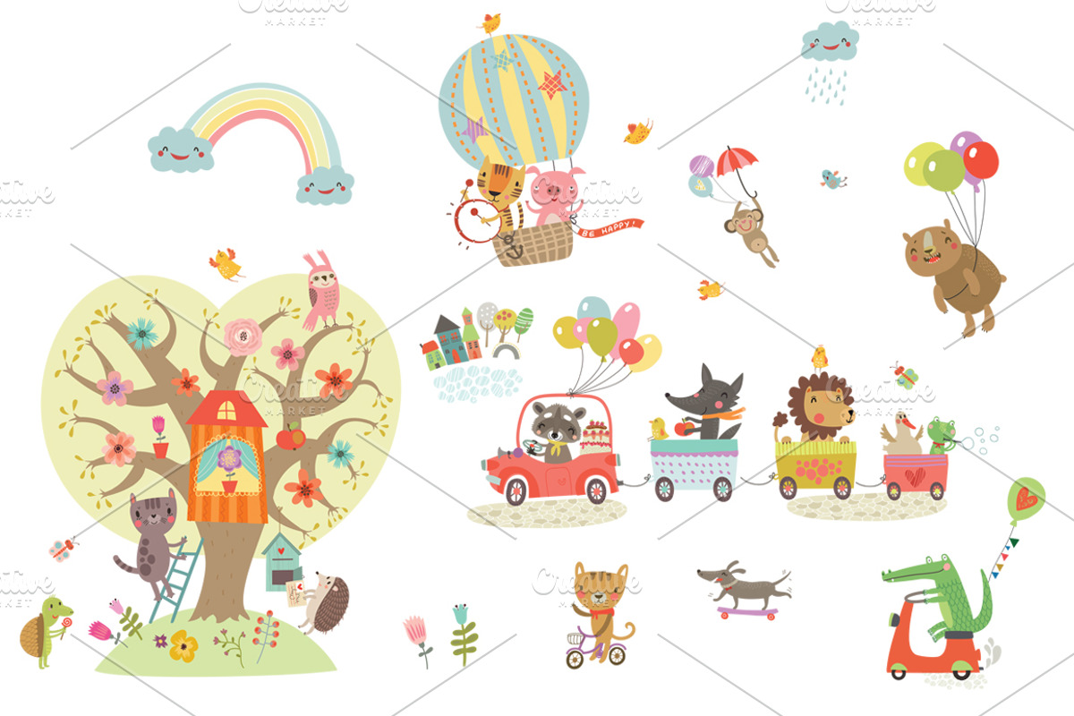 Big set of cute characters, an Animal Illustration by Anna Guz's Store (Photo 4 of 7)