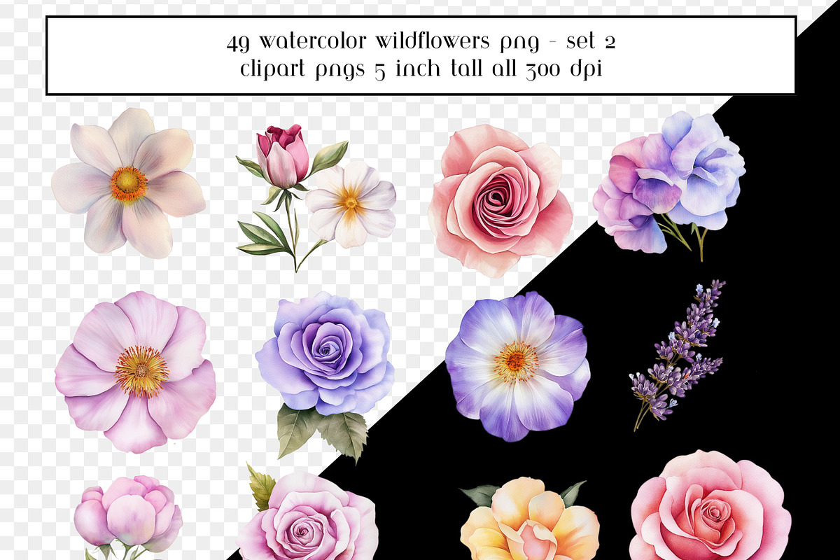 Watercolor Wildflower Clipart Set 2, an Object Graphic by AllTheKewtClipart (Photo 3 of 5)