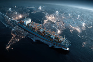 Global Cargo Ship Transporting Goods, a Photo by Pixeness Studio