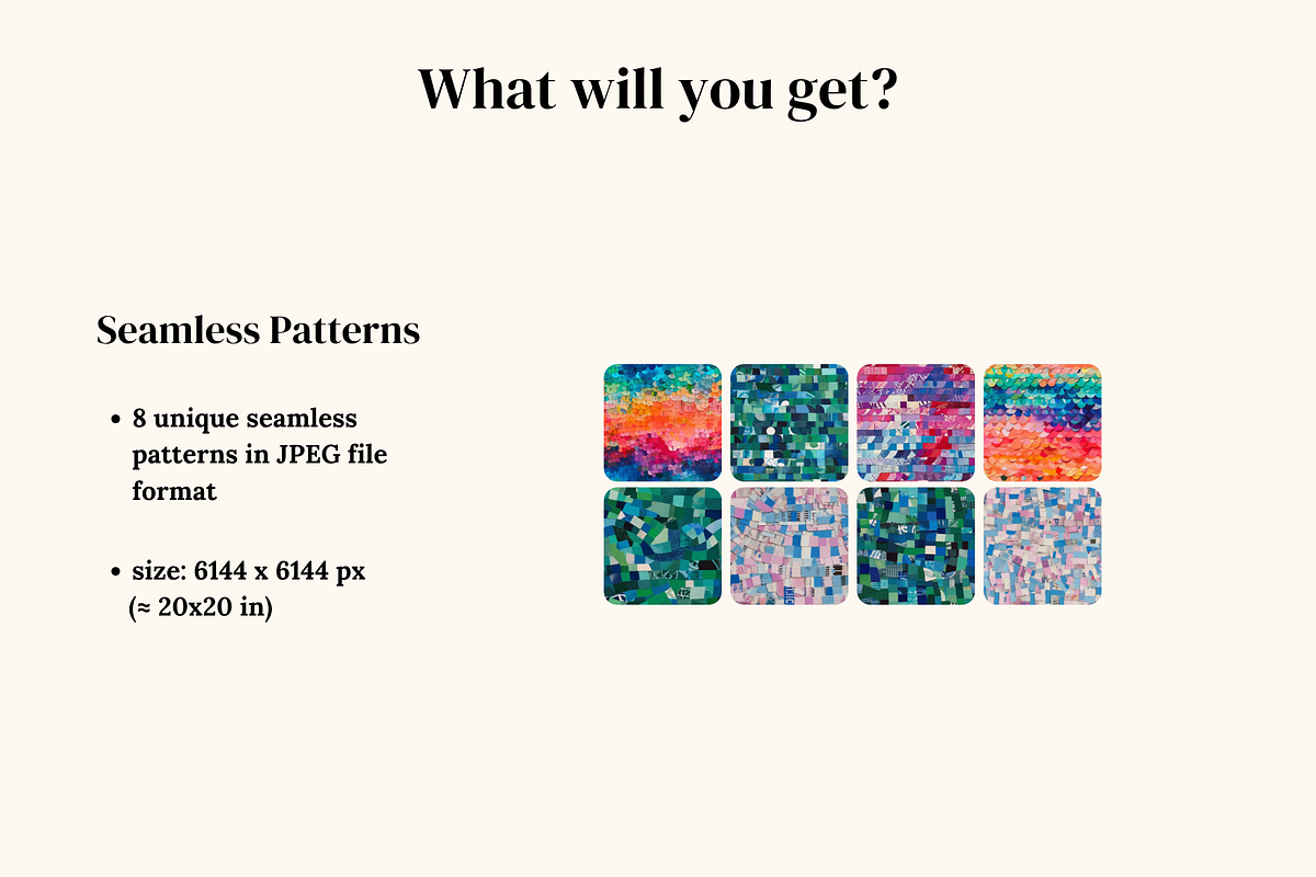 Paper Mosaic Seamless Patterns, a Pattern Graphic by Ninterints (Photo 2 of 13)