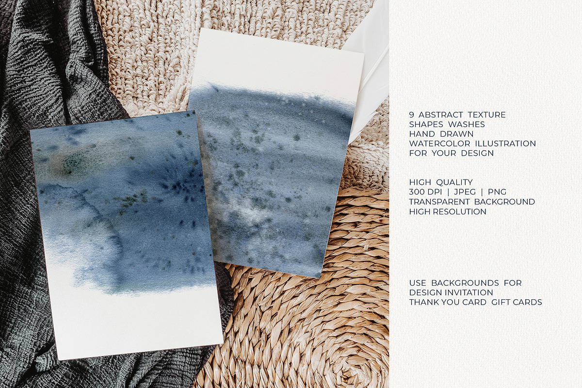 Blue Indigo Watercolor Washes Shapes, a Texture Illustration by YarovaArt (Photo 2 of 10)