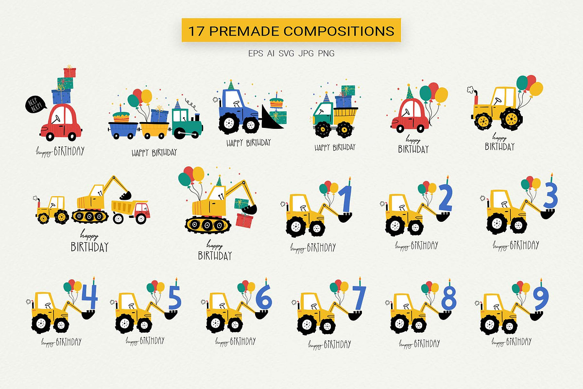 Happy Cars – Kids Clipart Set, a Transportation Illustration by Irina Ostapenko (Photo 3 of 11)