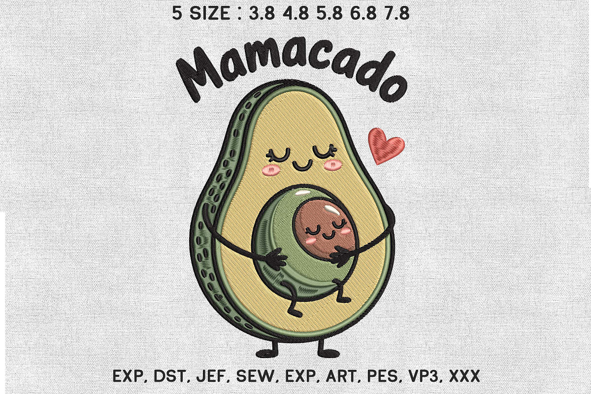 Mamacado Avocado Machine Embroidery, an Illustration by Moss Rose (Photo 1 of 3)