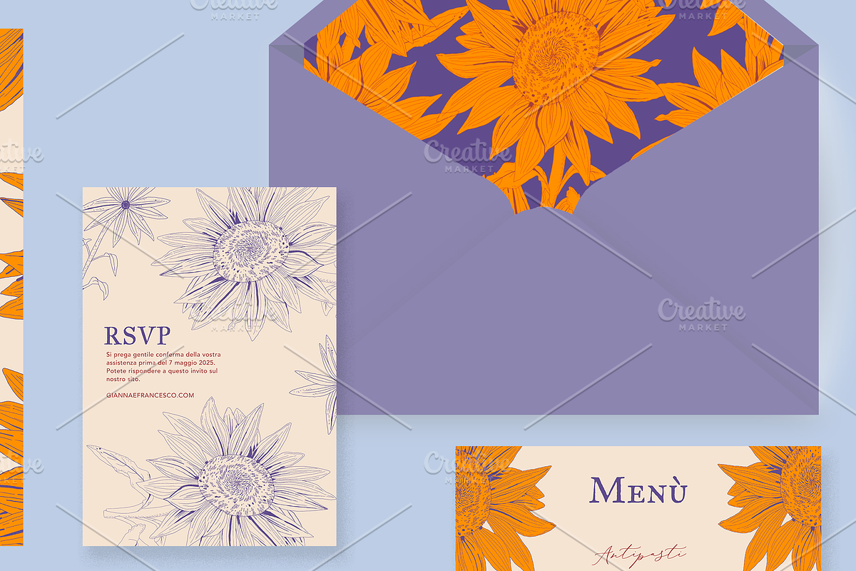 Wedding Stationery set Girasoli, an Invitation Template by Mente Volante Studio (Photo 4 of 5)