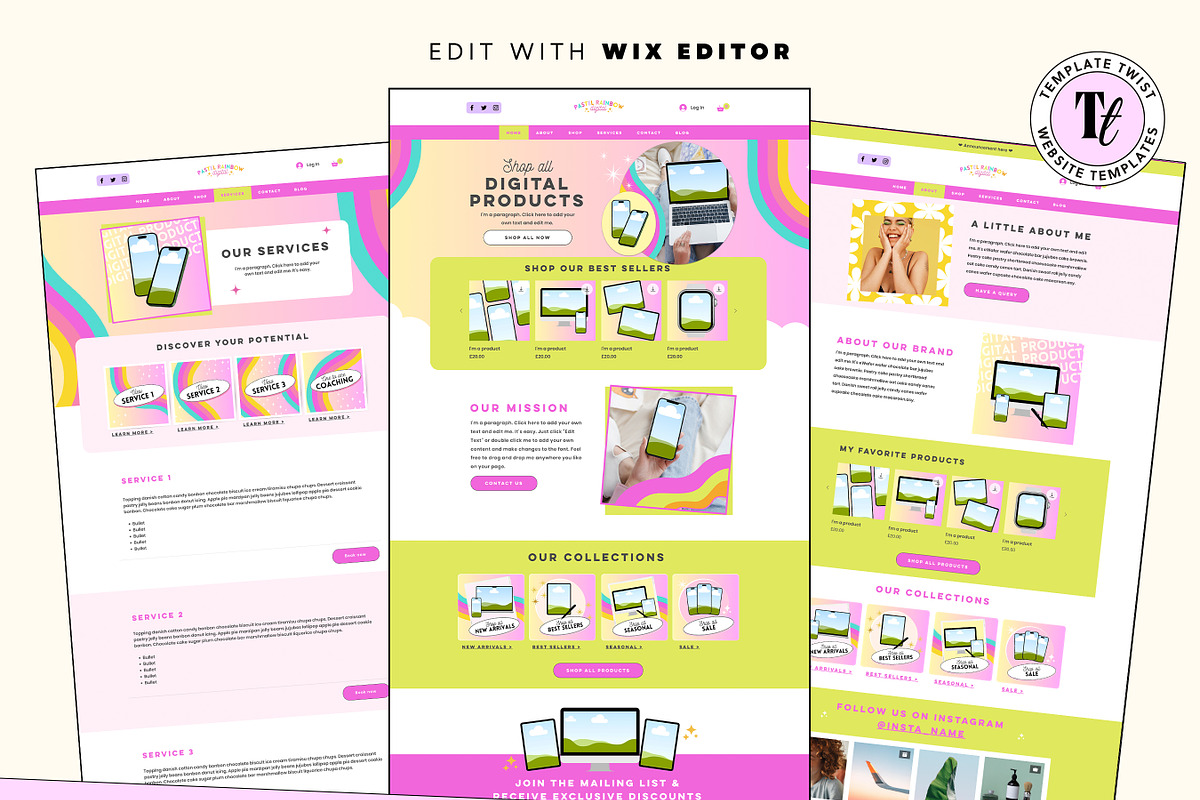 Rainbow Wix Website Template, a Wix Template by Template Twist Shop (Photo 2 of 10)