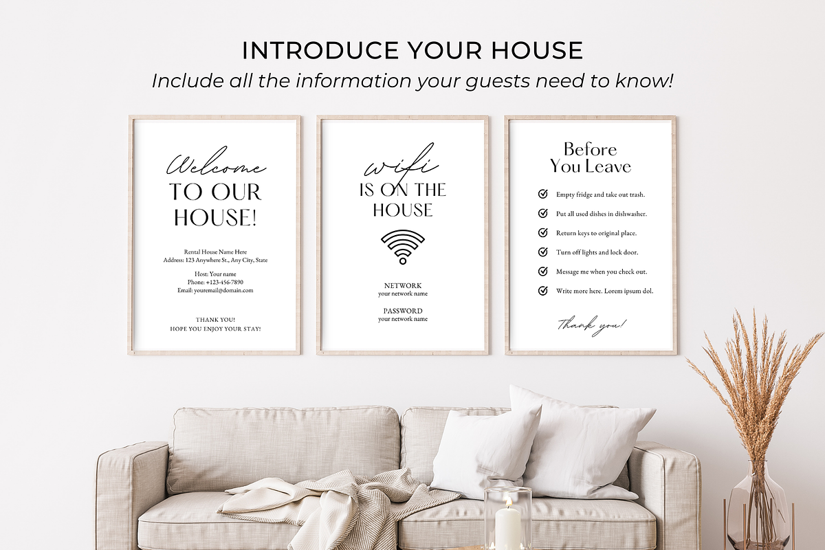 Airbnb Welcome Sign Template, a Poster Template by ShopRShop (Photo 6 of 10)