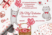 Valentine Watercolor Set, a Seasonal Illustration by ZabolotnaArt (Thumbnail 1 of 11)