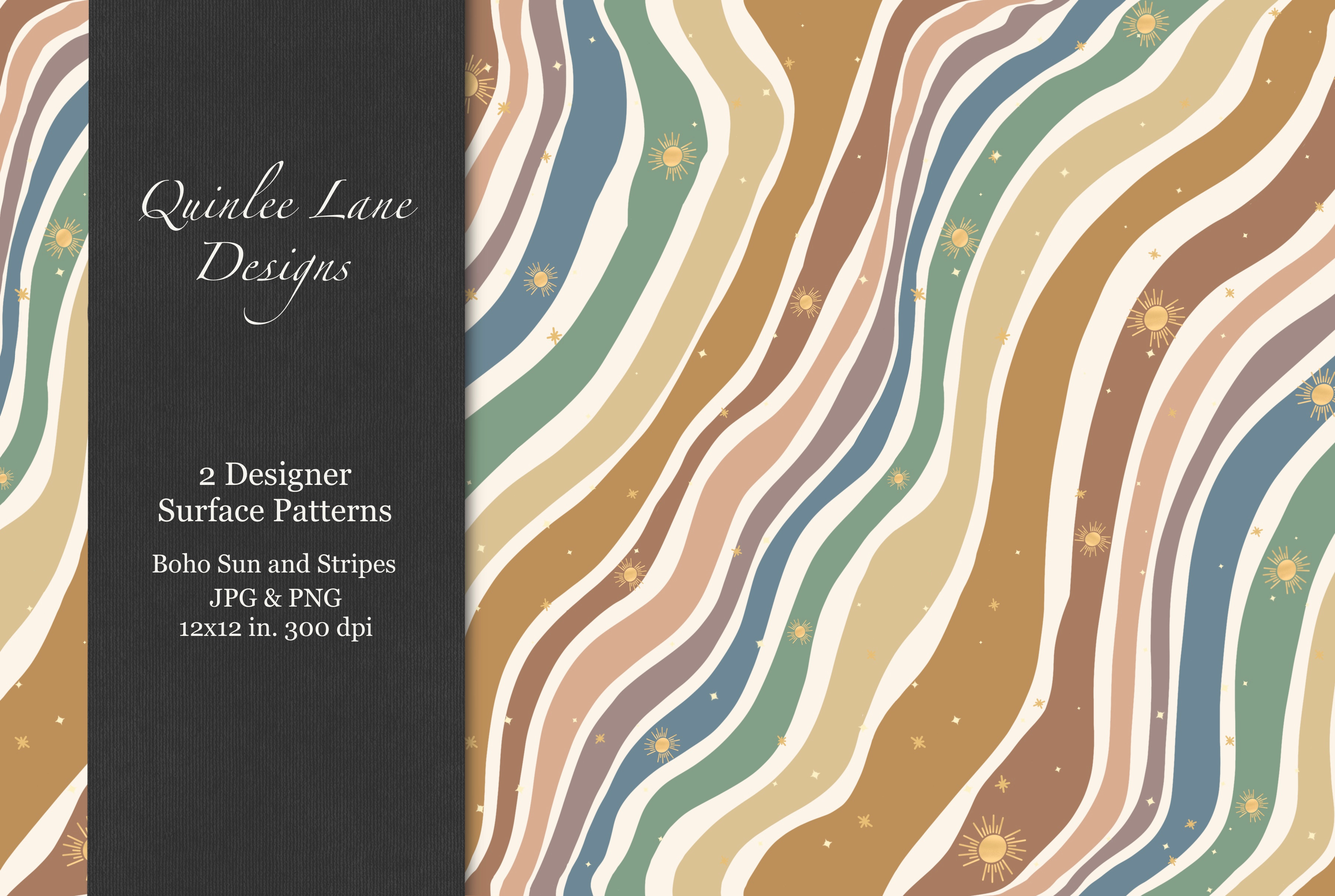 70s Retro Sun and Stripes Pattern, a Pattern Graphic by Quinn Lane Designs