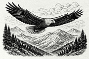 Eagle Wildlife Engraving Graphics, an Animal Illustration by DENIDigitalArtSudio (Thumbnail 2 of 7)