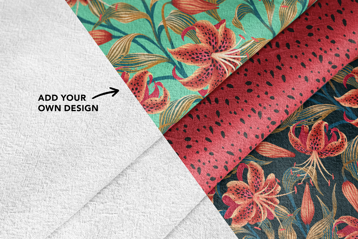 Three Cotton Fabrics Mockup, a Household Mockup by Andrea Muller (Photo 2 of 7)