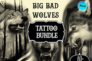 Big Bad Wolves Tattoo Stencil Pack