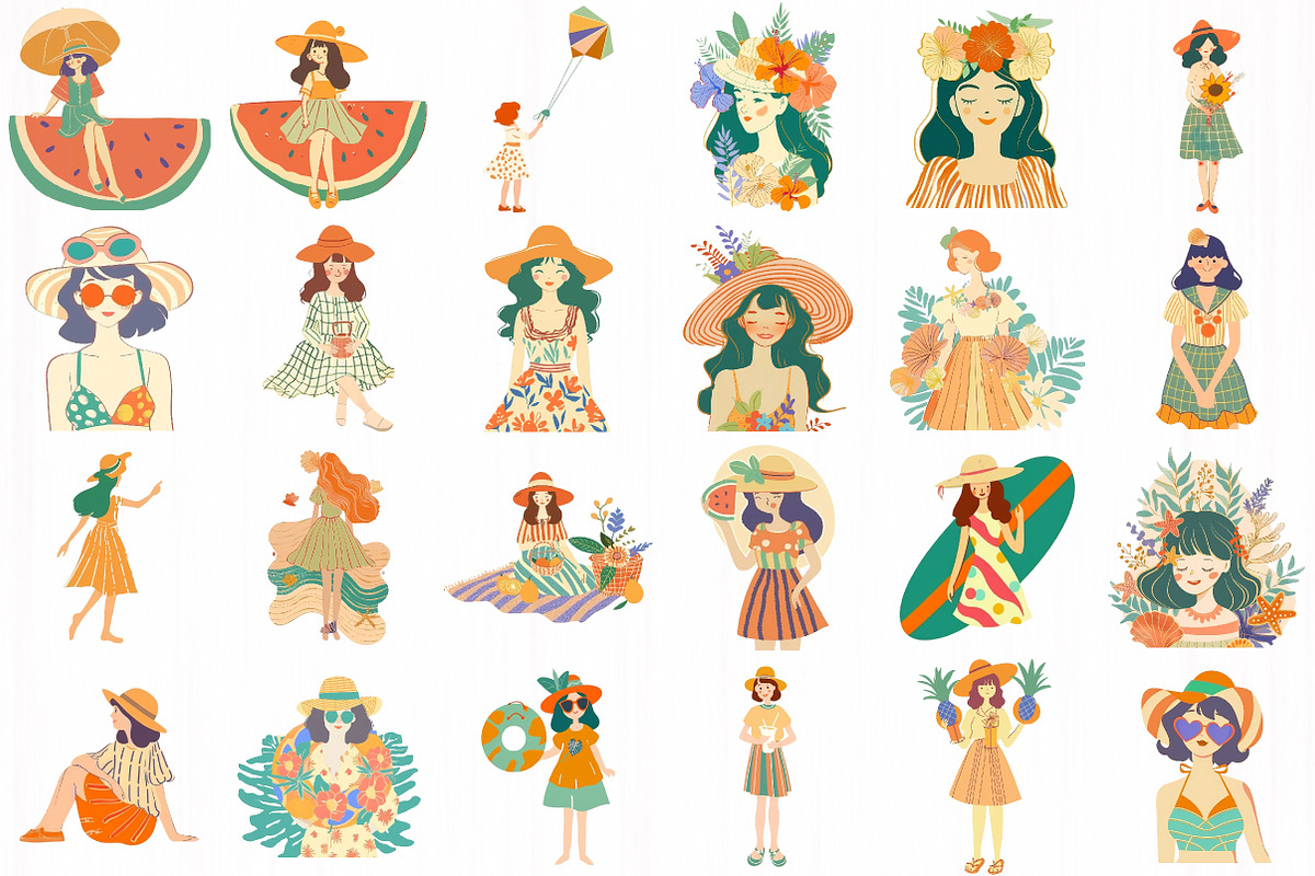 Summer Girl Clipart, a Person Illustration by DreamCafeArt (Photo 2 of 7)