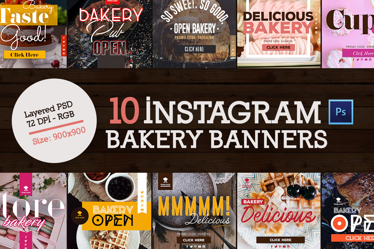 10 Instagram Bakery Banners, a Social Media Template by VPB (Photo 1 of 7)