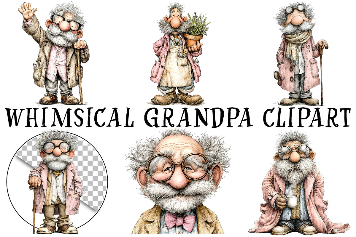 Whimsical Grandpa Clipart, an Illustration by OK Design (Photo 2 of 6)