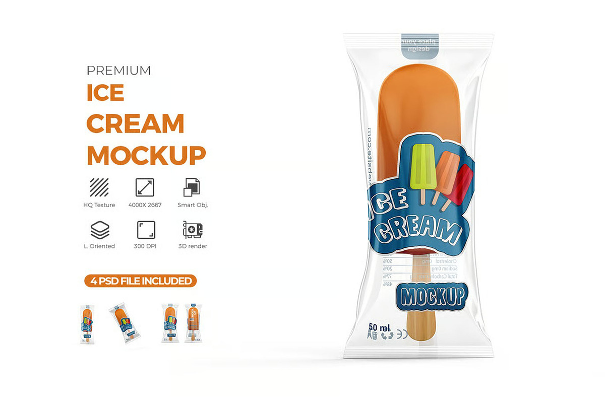 Popsicle Ice Cream Mockup, a Packaging Mockup by zphotographystudio (Photo 1 of 10)