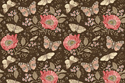 Seamless Butterflies Poppy Poppies, a Pattern Graphic by Vintage (Thumbnail 5 of 13)
