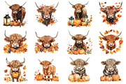 Watercolor Autumn Highland Cow, an Illustration by CitraGraphics (Thumbnail 3 of 6)