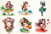 Watercolor Summer Hula Girl Clipart, an Illustration by DreamCafeArt (Thumbnail 4 of 6)