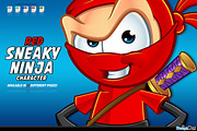 Red Sneaky Ninja Character, an Illustration by DesignWolf (Thumbnail 1 of 2)