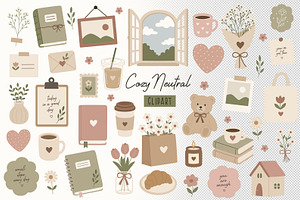 Cozy Neutral Vector Clipart Pack