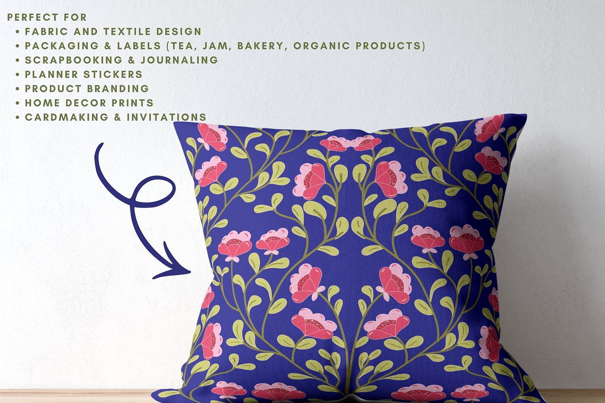 Folklore Flora Pattern Collection, a Pattern Graphic by Traveling Designer (Photo 5 of 6)