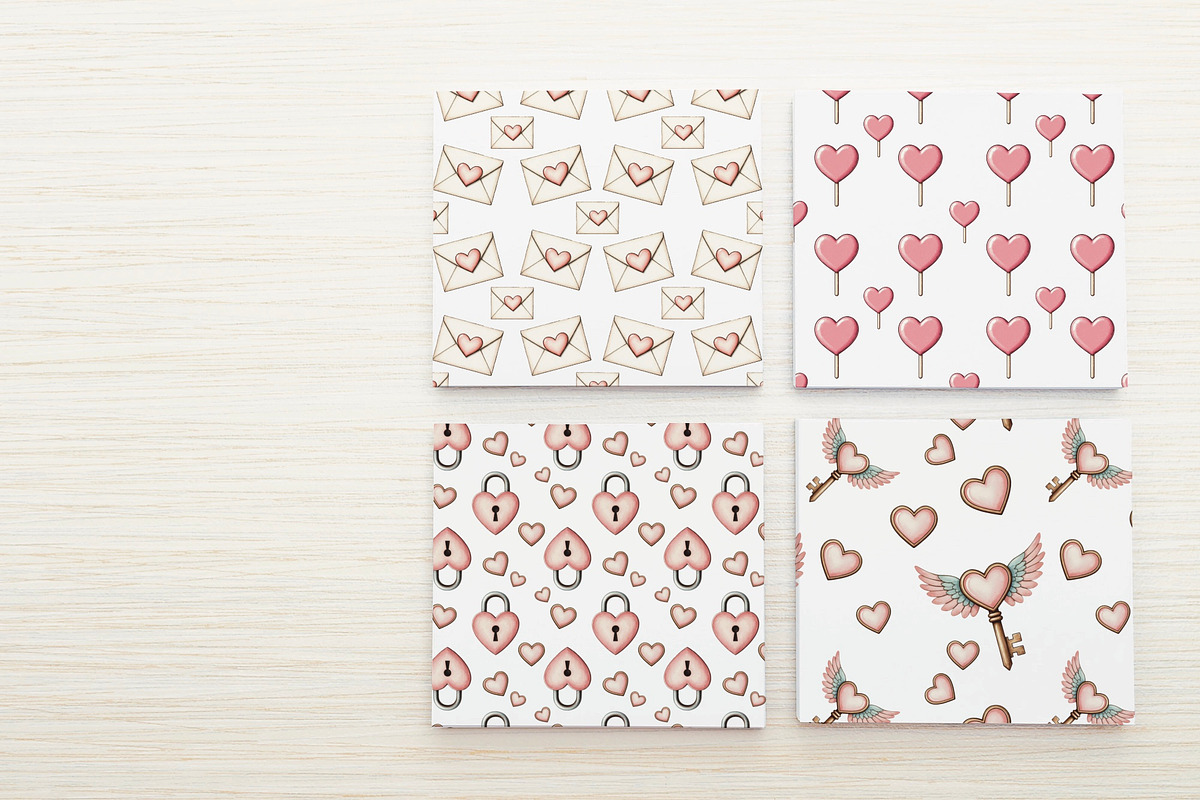 Vintage hearts patterns, a Decorative Illustration by Volha (Photo 4 of 5)