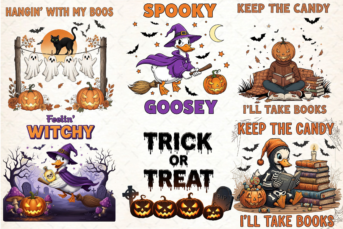 Halloween Vintage Sublimation PNG, an Illustration by DreamCafeArt (Photo 2 of 6)