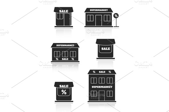 Supermarket, shop, store icon set preview 2